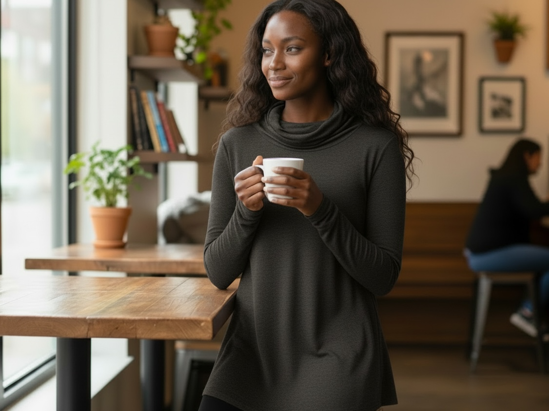 Azules long sleeve cowl neck top